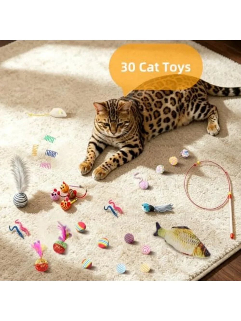 Cozy Cat Tunnel Bed with 30 Interactive Toys - Collapsible Play Tube for Kittens